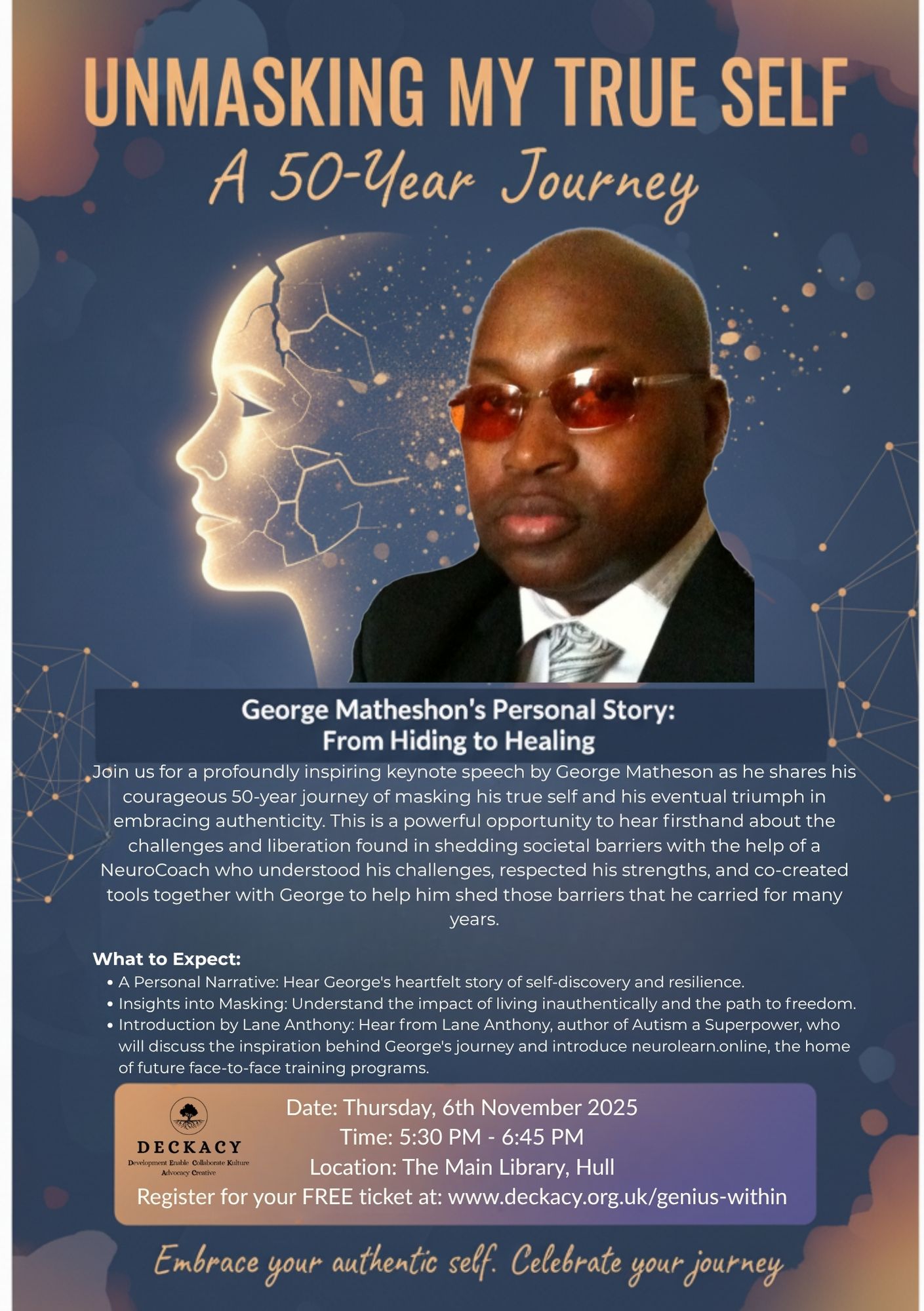 Keynote Flyer: Unmasking My True Self, George Matheson